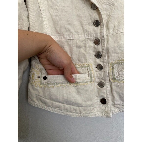 Johnny Was Biya Blazer Studded Embroidered White Y2k Bohemian Women's Size Small - Picture 9 of 16